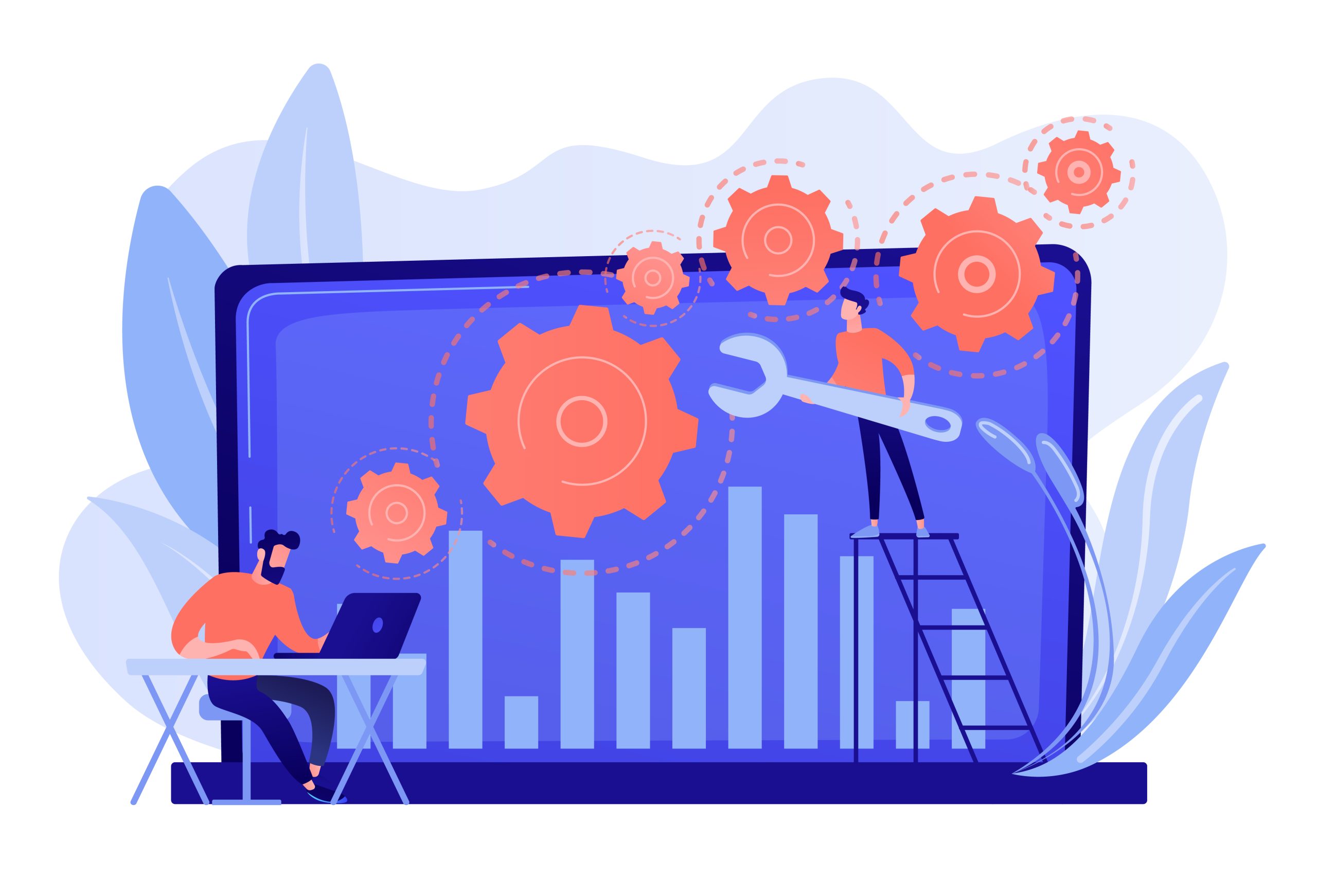 Developer monitoring website performance and security dashboards